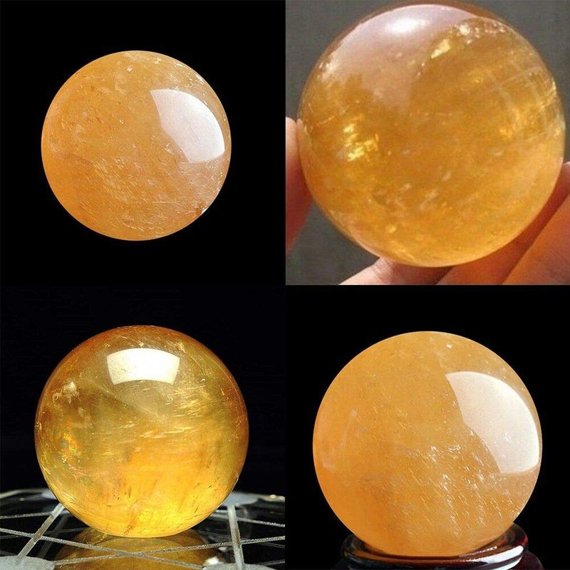 Wixine 1Pcs 40mm Yellow Citrine Quartz Crystal Sphere Ball Healing Gemstone - Image 3
